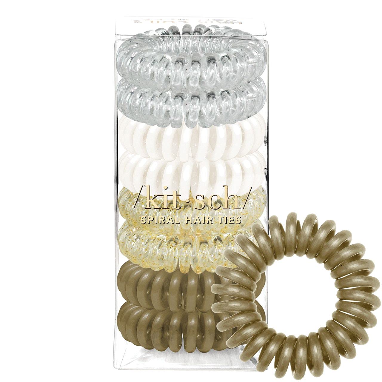 Kitsch Spiral Hair Ties for Women Coil Hair Ties for Thick Hair No Crease Hair Tie Spiral Hair Ties No Damage Hair Coils & Phone Cord Hair Ties for Thin Hair Hair Ties Spiral 8 pcs (Blonde)